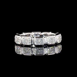 Bague d'éternité en diamant taille radiant 3 carats certifié IGI, sertie clos, diamant de laboratoire, alliance de mariage, bijoux fins, directement de l'usine - Product Image 1