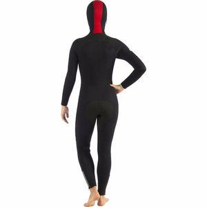 Traje de Neopreno Premium para Mujer de 3mm, Manga Larga, Cierre Frontal Cruzado, Cuello con Capucha, Negro, Grosor Personalizable - Product Image 2