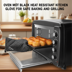 Guanto da forno nero resistente al calore per cuocere e grigliare in sicurezza - Product Image 3