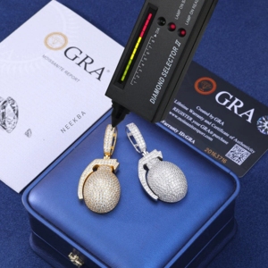 Colgante de moissanita en forma de granada hecho a mano de plata de ley 925, colgante con dije de granada – Accesorio de estilo urbano audaz - Product Image 6