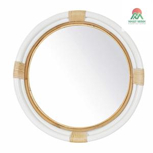 กระจกทรงกลมทำจากหวายสีขาว.. กระจกติดผนังสำหรับห้องนั่งเล่น ห้องนอน หรือทางเดิน กระจกมองเต็มตัว - Product Image 1