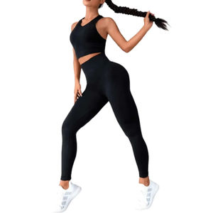 Conjunto de Ropa Deportiva para Yoga, Top Deportivo Halter, Leggings Suaves Sin Costuras, Conjuntos de Entrenamiento para Mujer, Conjuntos de Gimnasio y Fitness Personalizados - Product Image 2