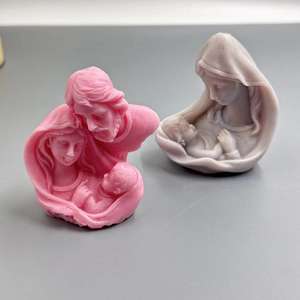 Molde de Silicona para Vela de Yeso con Forma de Figura de Madre Sosteniendo a un Niño Ángel, para Velas de Aromaterapia - Product Image 1