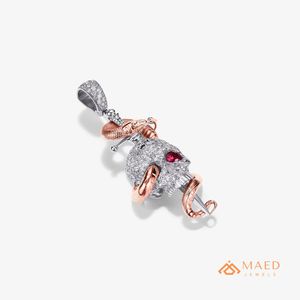 Collier pendentif en moissanite plaqué or rose, design tête de serpent, bijoux de mode pour femmes et hommes, style joaillerie fine de New York - Product Image 1