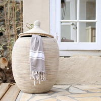 Panier à linge en herbe de mer artisanal, rangement naturel tissé pour les vêtements, fournisseur, léger, écologique, en provenance du Vietnam