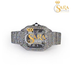 Reloj de Lujo Sara Jewels con Cronógrafo, Diamantes Moissanite, Esfera Cuadrada, Estilo Hip Hop, Correa de Acero Inoxidable, Nuevo - Product Image 1