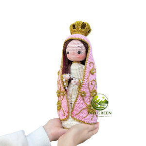 Muñeca Religiosa Católica de Ganchillo, Virgen María con Rosario y Corona, Figura Cristiana Hecha a Mano, Decoración para Altar del Hogar, Regalo - Product Image 4