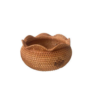 Cheap Price Natural Rattan Round Fruit Basket, Elegant Retro Style, Used For Storing Sundries On Coffee <b>Tables</b> And Desks - Product Image 1