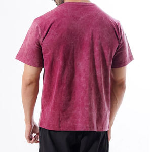 T-shirt délavé pour homme 100 % coton, style vintage usé, col rond, manches courtes, décontracté, streetwear, respirant, séchage rapide - Product Image 2