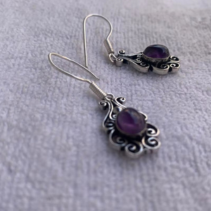 Pendientes de Plata de Ley para Mujer con Amatista y Cuarzo Rosa, Estilo Alemán, Joyería Fina para Mujer - Product Image 1