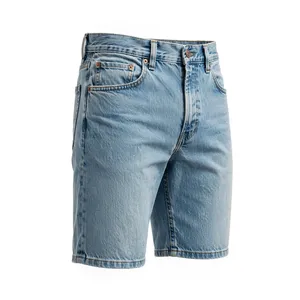Shorts Bermuda Classiques Décontractés pour Hommes en Tissu Peigné Bleu Clair à Taille Mi-Haute et Élastique - Product Image 3