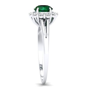 Anillo Halo de Oro Blanco de 14K y 18K con Esmeralda y Moissanita, Joyería Fina de Lujo REYES, Regalo de Aniversario - Product Image 3