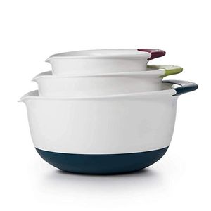 Ensemble de bols à pâtisserie ergonomiques en plastique réutilisables blancs avec poignées et base en caoutchouc souple antidérapantes - Product Image 1