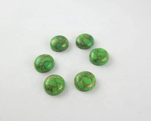 Cabochon rond plat en turquoise cuivre vert naturel de 8 mm, prêt à l'achat, pierre précieuse en vrac provenant d'un fabricant vérifié - Product Image 4