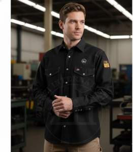 Chemise de travail respirante à manches longues pour mécanicien, soudeur, certifiée EN, en coton, protection contre le feu, anti-chaleur, denim FR - Product Image 6