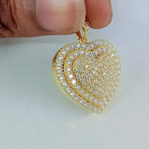 Collar de lujo con colgante de corazón con incrustaciones de moissanita, diseño en capas con baño de oro, estilo hip hop, para hombres y mujeres. - Product Image 2