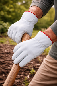 ถุงมือขับรถหนังสีขาวพรีเมียม ผิวเรียบเนียน สำหรับงานกลางแจ้งและการใช้งานในงานมืออาชีพ - Product Image 2