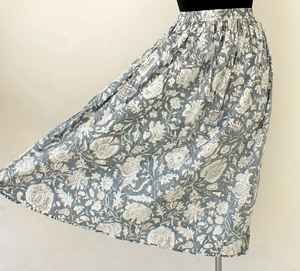 Vestido Maxi de Algodón Estampado a Mano con Estampado Floral, Talla Única, Falda Larga Informal para Mujer para el Verano - Product Image 1