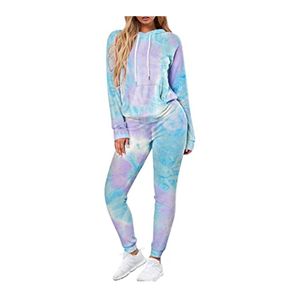 Women's <b>Tie</b> <b>Dye</b> Hoodie Jogger <b>Set</b> Casual Fleece Tracksuit With Side Pockets Elastic Waist OEM ODM Private Label Wholesale - Product Image 1