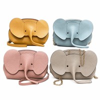 Mini sac bandoulière éléphant mignon en cuir PU avec chaîne, sac à main en forme d'animal, sac à main tendance imperméable unisexe, cadeau