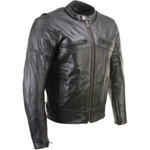 SAMROZ SPORTS Men's Premium Black Leather Vented <b>Racer</b> Style Motorcycle Bker <b>Jacket</b> w/CE Armor - Product Image 1