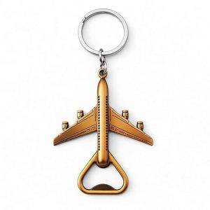 Llavero metálico con forma de avión y abridor de botellas de cerveza para coche y bicicleta, llavero multiusos con forma de avión para amantes de los viajes - Product Image 1