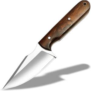 Cuchillo Skinner de Acero D2 Hecho a Mano, Mango de Acero Inoxidable, Hoja Fija de Espiga Completa, Funda de Cuero, para Supervivencia al Aire Libre, Camping, Bricolaje, Regalo 8 - Product Image 2