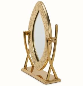 Oval Gold Plated Cosmetic <b>Mirror</b> With Leaf Pattern Dual Sided Desktop <b>Makeup</b> <b>Mirror</b> - Product Image 4
