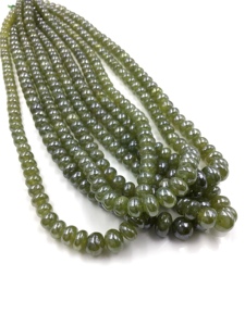 Perles lisses en saphir vert naturel, pour la création de bijoux fins, collier en pierres précieuses - Product Image 4
