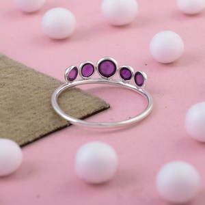 Bague Minimaliste en Argent Sterling 925 Faite à la Main avec Améthyste Multicolore en Forme de Couronne, Sertie en Bezel, pour Femme - Product Image 2