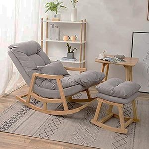 Comfortable Well <b>Cushioned</b> Rocking Chair with Footrest | Mid-Century Rocking Chair for All with Soft, Durable <b>Cushioned</b> - Product Image 3