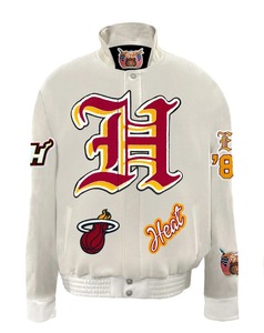 Veste universitaire en laine et cuir Miami Heat Old English - Product Image 1