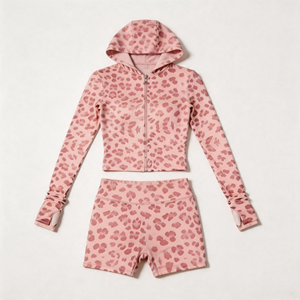 Combinaison Courte Femme Personnalisée Imprimé Léopard Manches Longues Zippée Devant Moulante Décontractée Coupe Slim Imprimé Animal - Product Image 6
