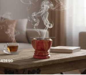 Brûleur d'encens rectangulaire en bois d'acacia et époxy religieux traditionnel fait à la main pour une utilisation en intérieur Ramadan et Eid Home Decor - Product Image 3