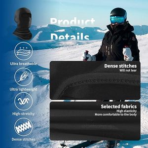 Pasamontañas Negro de Invierno para Esquí, 100% Poliéster, Unisex, con Logotipo Personalizado - Product Image 4