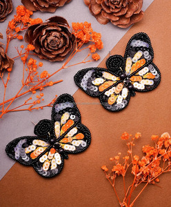 Pendientes Hechos a Mano con Bordado Personalizado, Cuentas, Lentejuelas, Mariposa, Flor, Estilo Boho, Multicolor, Tamaño Personalizado, Regalo, Unisex - Product Image 4