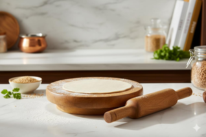 Planche à rouler ronde en bois Chakla Belan et rouleau à pâtisserie en bois pour la préparation de la pâte à roti chapati - Product Image 4
