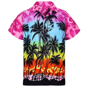 เสื้อเชิ้ตแขนสั้นพิมพ์ลายต้นปาล์มเขตร้อนสำหรับผู้ชาย ทรงปกติ สวมใส่สบาย ระบายอากาศได้ดี ผลิตจากผ้าโพลีเอสเตอร์ทอ - Product Image 3