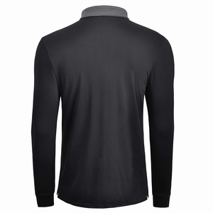 Chemise de golf pour homme en polyester/coton de haute qualité, tricotée unie, à manches longues, avec broderie personnalisée, anti-plis - Product Image 2