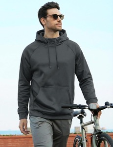 Sweat-shirt à capuche noir pour homme, manches raglan, coupe ajustée, décontracté, pour l'automne, séchage rapide, matière French Terry - Product Image 2