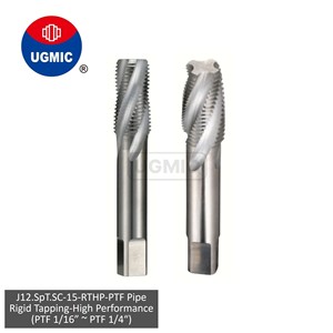 J12.SpT.SC-15 - Tarière rigide haute performance - 1/16" 1/8" 1/4" - Filetage conique PTF pour tuyaux - Étriers hélicoïdaux - Taillants en carbure monobloc - Product Image 1