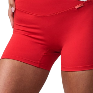 Shorts d'entraînement taille haute pour femme, respirants, séchage rapide, contraste rouge, pour la gym, le fitness, la course et l'entraînement - Product Image 4