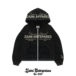 Sudadera con Capucha para Hombre, 350 GSM, Algodón y Poliéster, Cierre de Cremallera, Verde Neón, Acabado Desgastado, Logotipo Personalizado Bordado, Ropa Urbana de Invierno, Corte Regular - Product Image 1