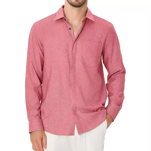 Chemises habillées pour hommes entièrement personnalisées, respirantes, infroissables, en polyester/coton de haute qualité, à col montant et fermeture à bouton unique - Product Image 3