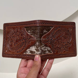 กระเป๋าสตางค์หนังคาวบอยแท้ของผู้ชายสไตล์ตะวันตกเครื่องมือถือลายดอกไม้ทำด้วยมือใหม่ล่าสุดแกะสลักด้วยมือกระเป๋าสตางค์สุดหรูสำหรับผู้ชาย - Product Image 4
