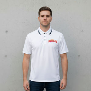 Polo T-shirt ajusté et confortable de couleur unie, léger, avec logo brodé personnalisé, pour usage décontracté et mode, idéal pour le golf. - Product Image 1