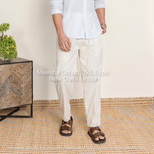 <b>Men</b> Casual Straight Fit Pants Cotton Blend Elastic Waist Comfortable Daily Wear Lounge Trousers - Product Image 5