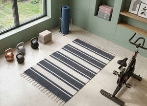 Striped Rectangle Outdoor Rug Flat Weave Non-Slip Modern Style Polypropylene <b>Mat</b> for Balcony and Patio - Product Image 4