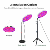 Lampe de culture LED ronde à spectre complet pour plantes d'intérieur, trépied et support de bureau réglables, 360° °   Modes flexibles VEG/BLOOM/FULL