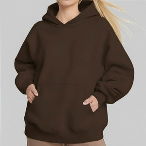 Sudadera con Capucha Personalizada para Mujer, Talla Grande, Informal, de Invierno, Manga Larga, Holgada, de Algodón y Felpa, Color Amarillo Sólido - Product Image 3